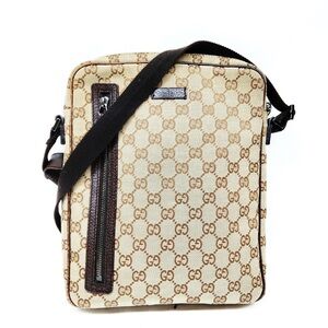🔥AUTHENTIC GUCCI GG CANVAS & LEATHER UNISEX MESSENGER BAG 🔥